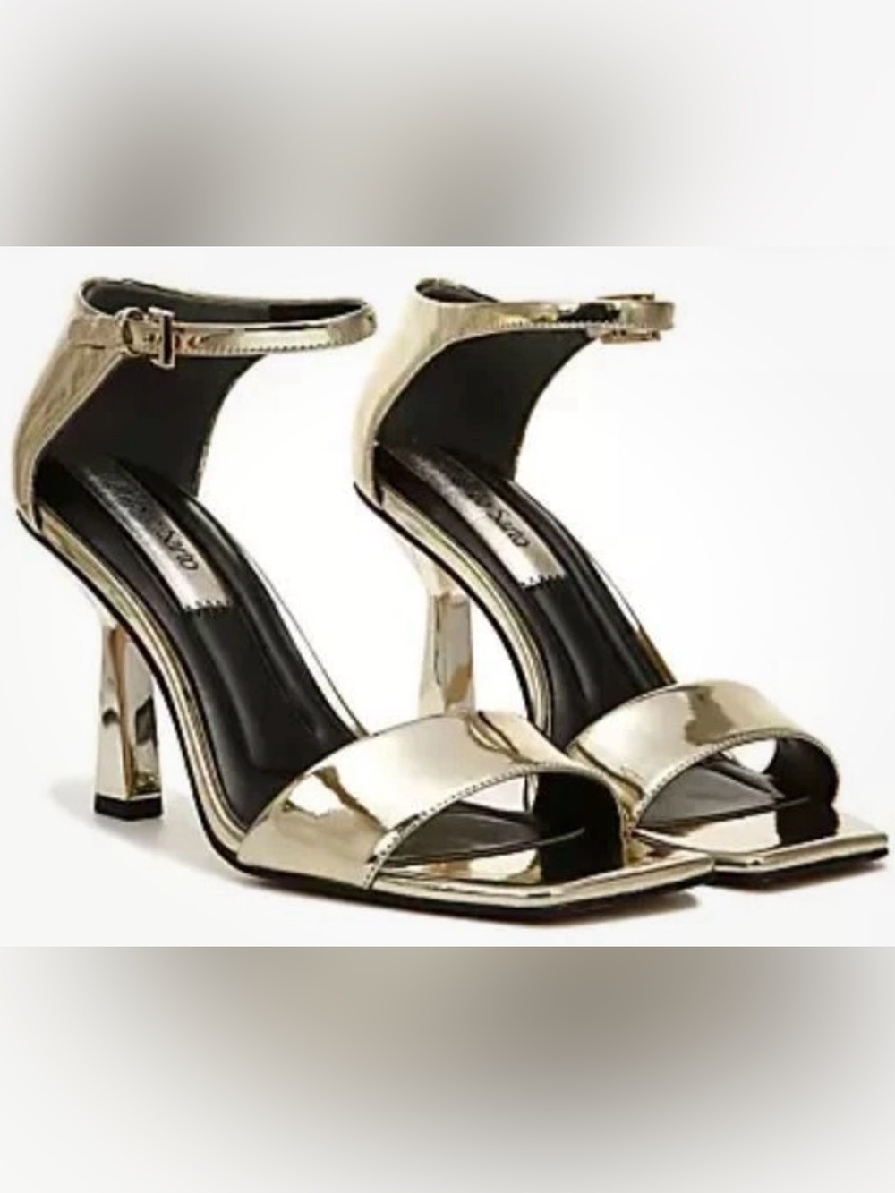 NWT Franco Sarto L-Remedy Gold Metallic Ankle Strap Heels Size 8.5